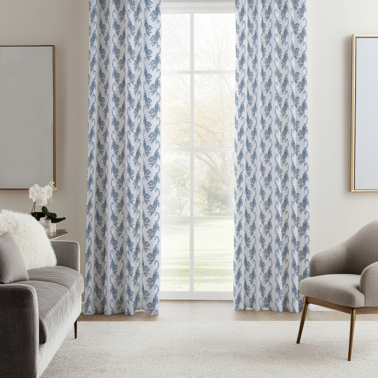 Exotic Blue Tiger Curtain Panels