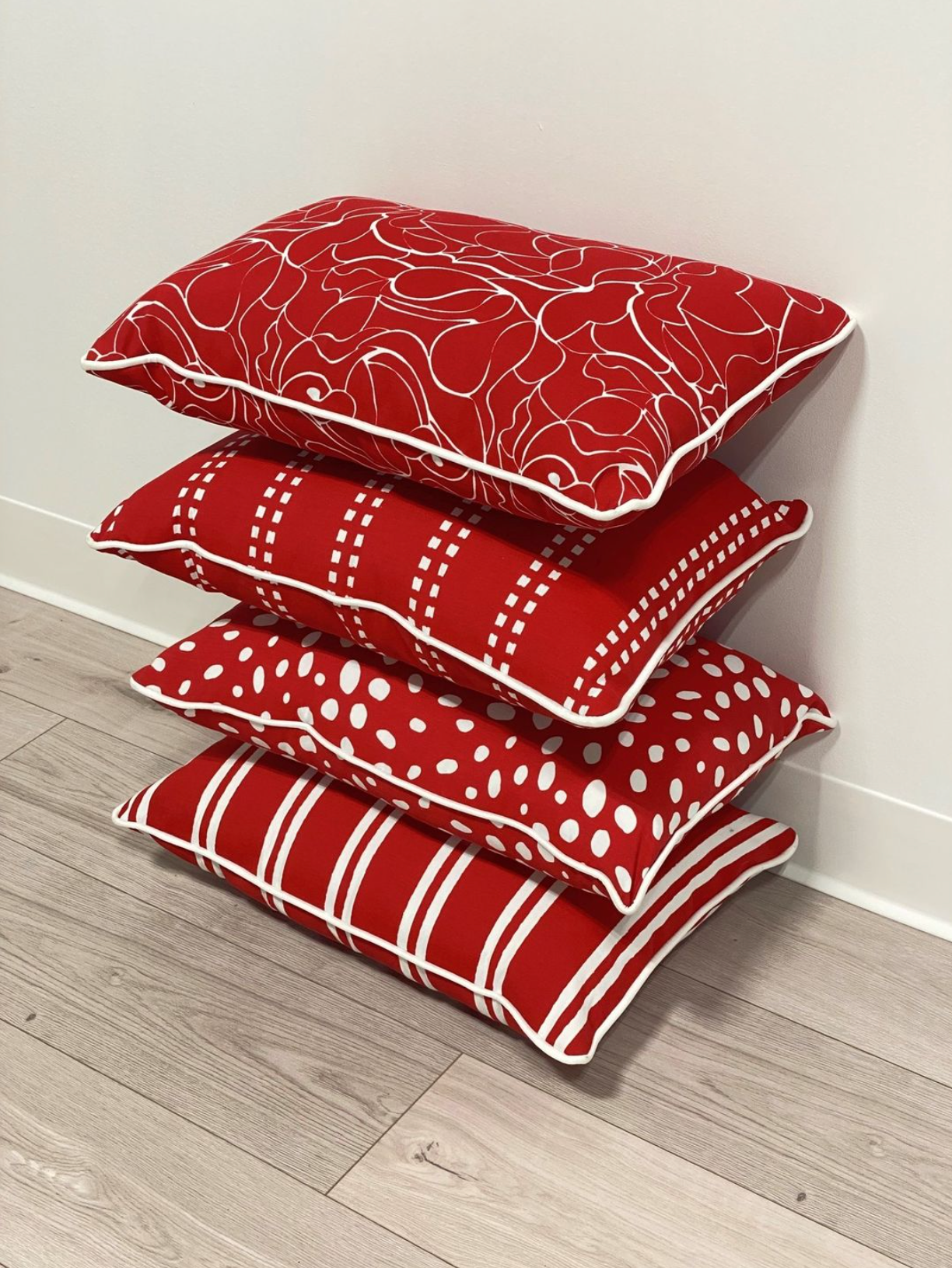 Bright Red Abstract Dots Outdoor Pillow Cover