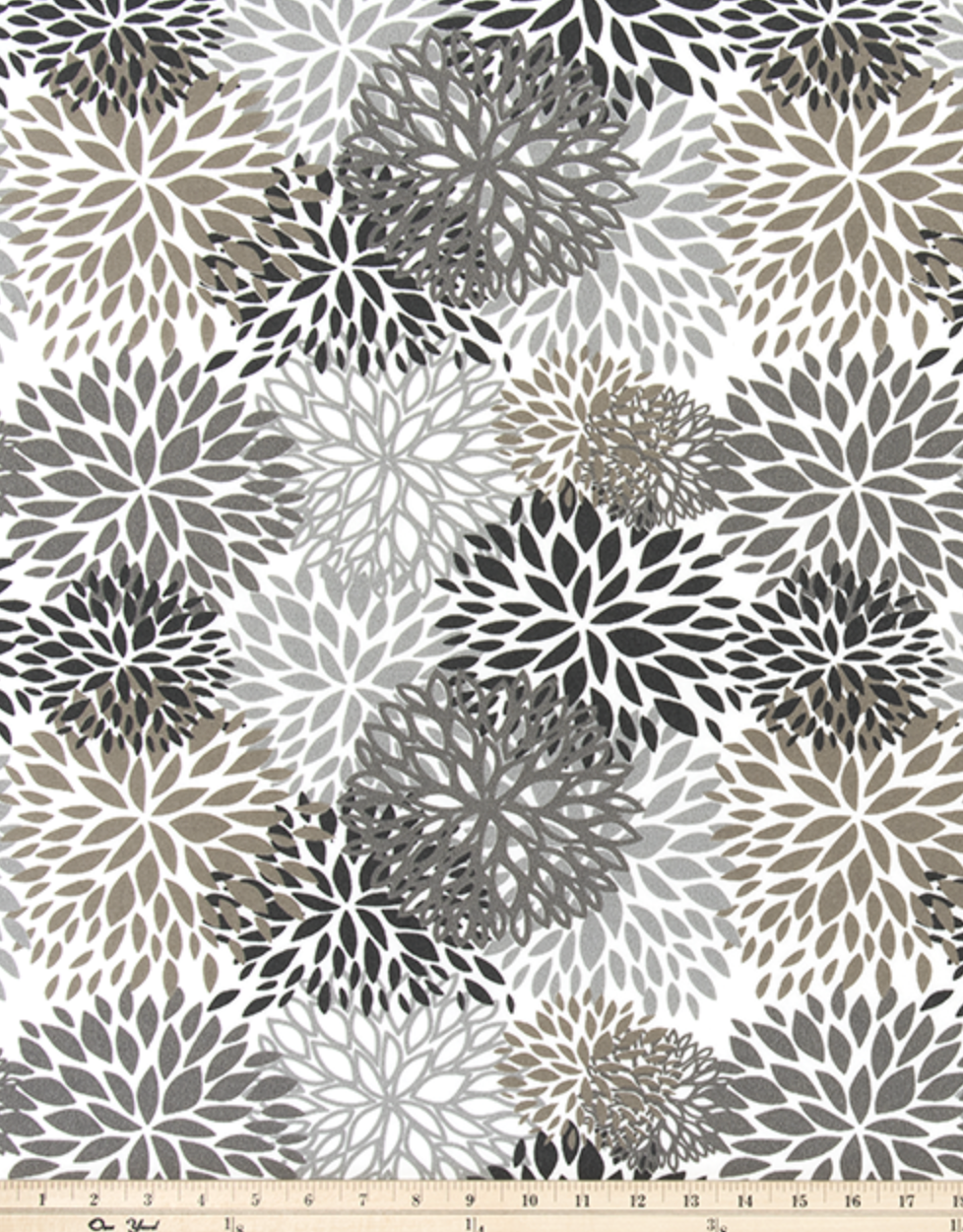 Black and White Abstract Floral Outdoor Pillow Cover