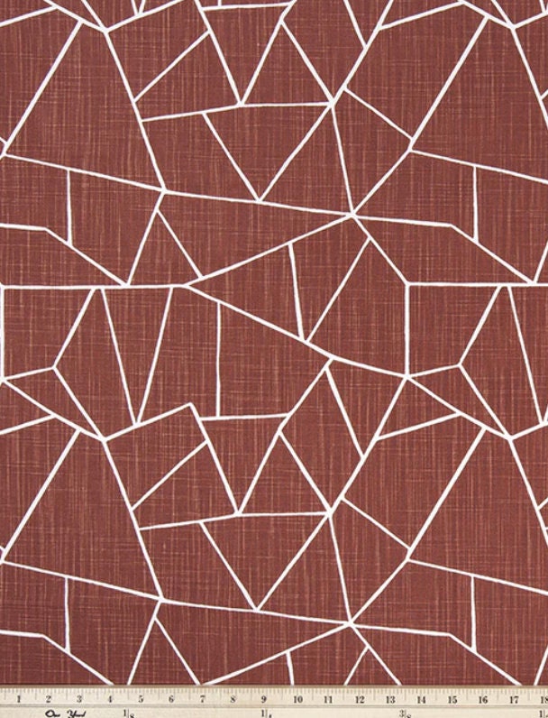 Burnt Red Broken Glass Patterned Table Runner