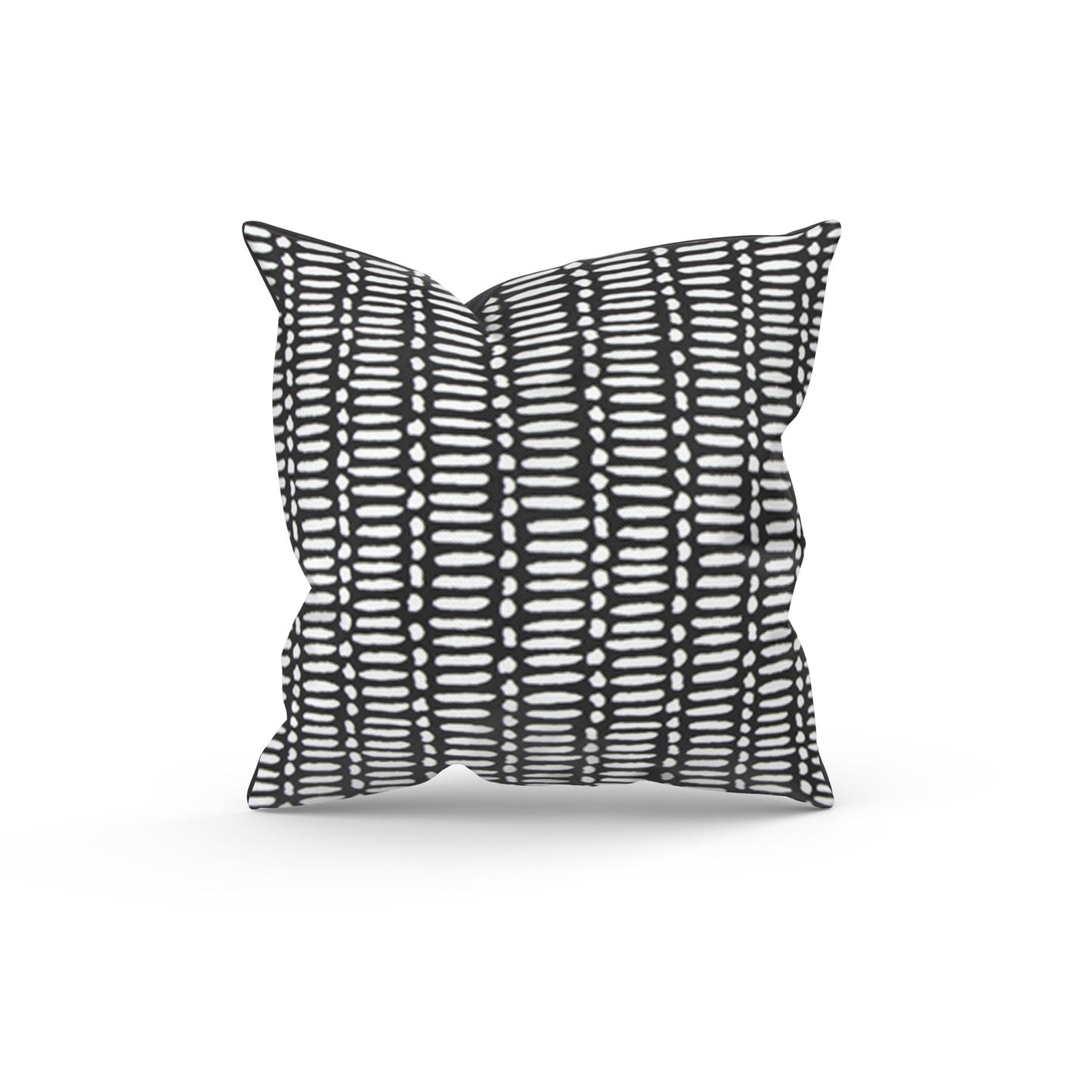 Black and White Abstract Dashes Outdoor Pillow Cover