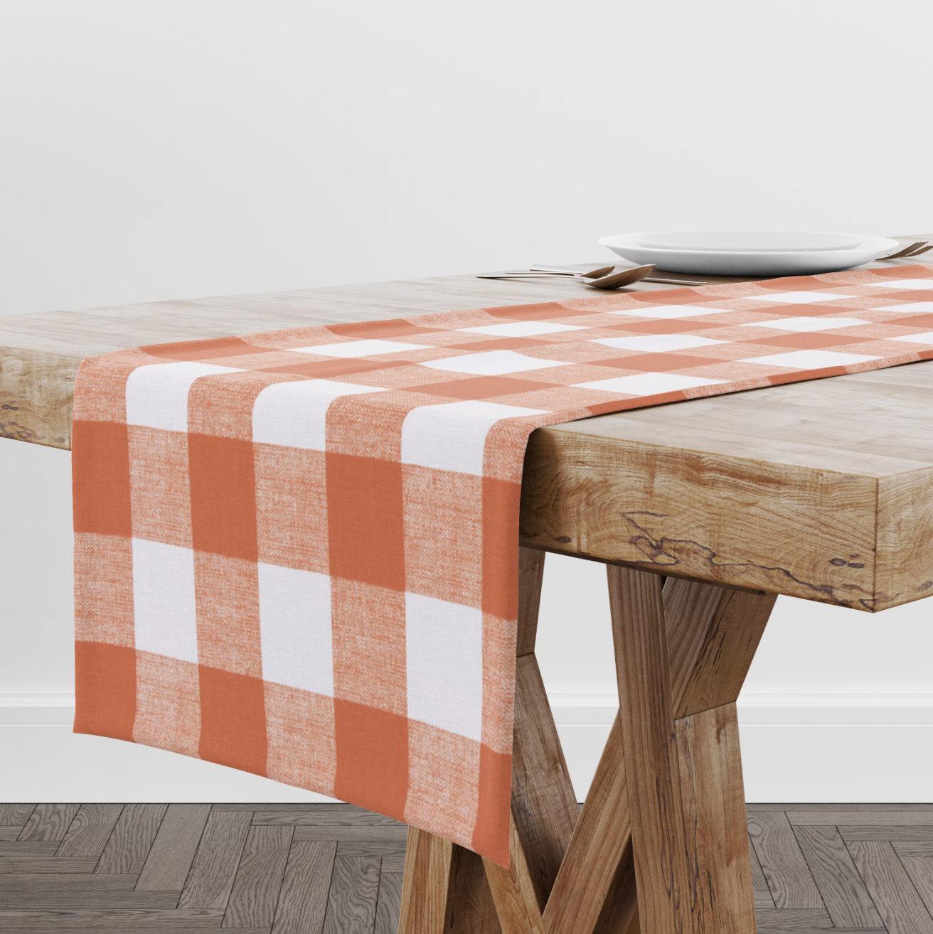 Orange Buffalo Check Table Runner