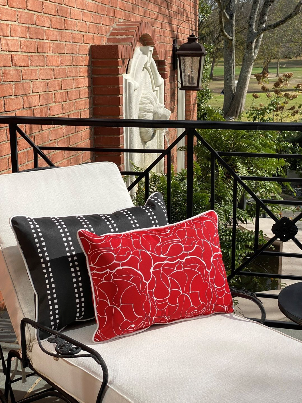 Black floral outdoor discount cushions