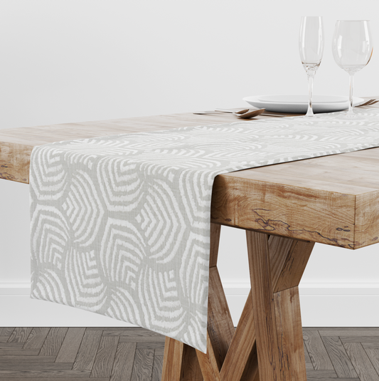 French Grey Shell Inspired Print Table Runner