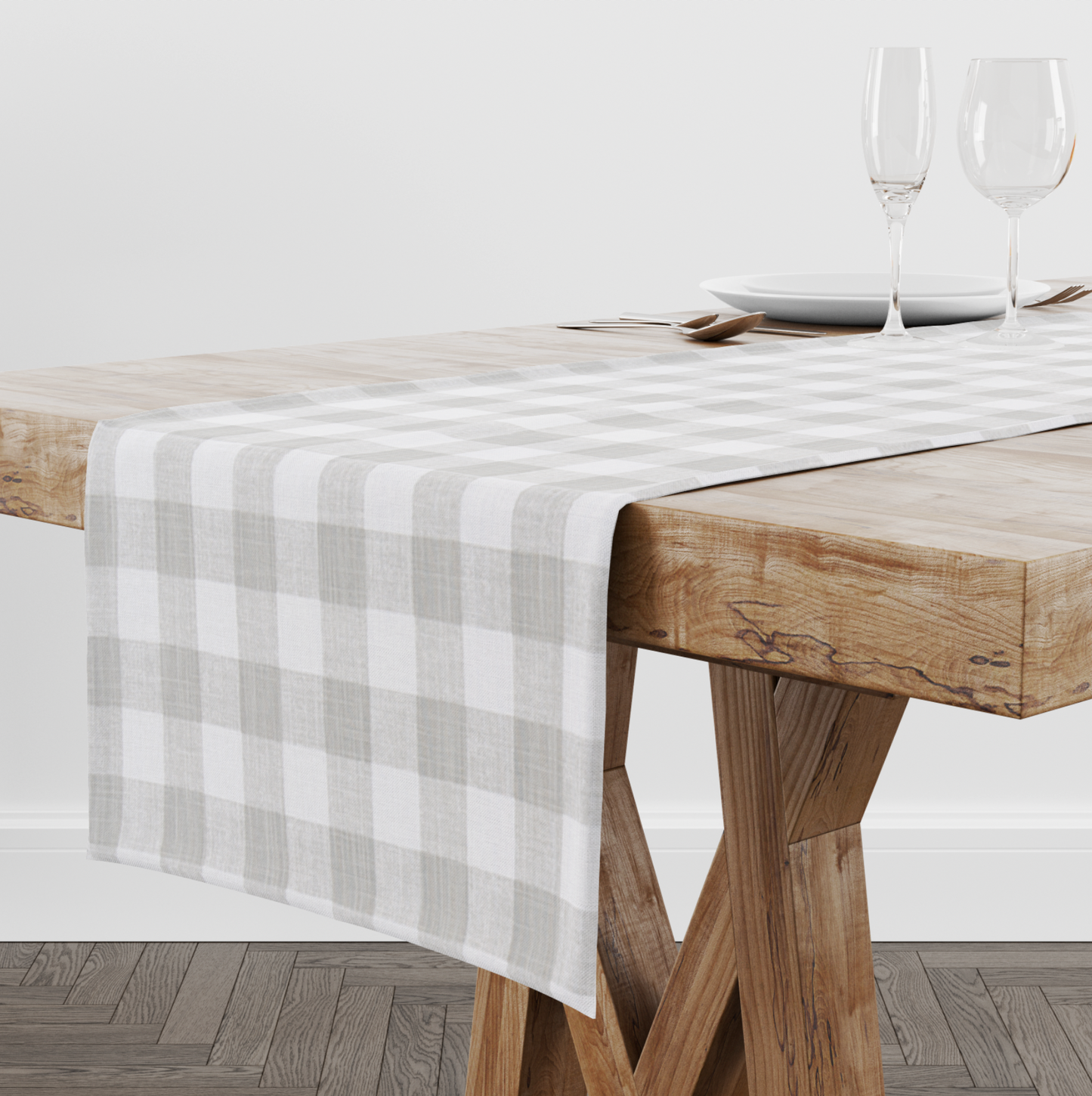 French Grey Buffalo Check Table Runner