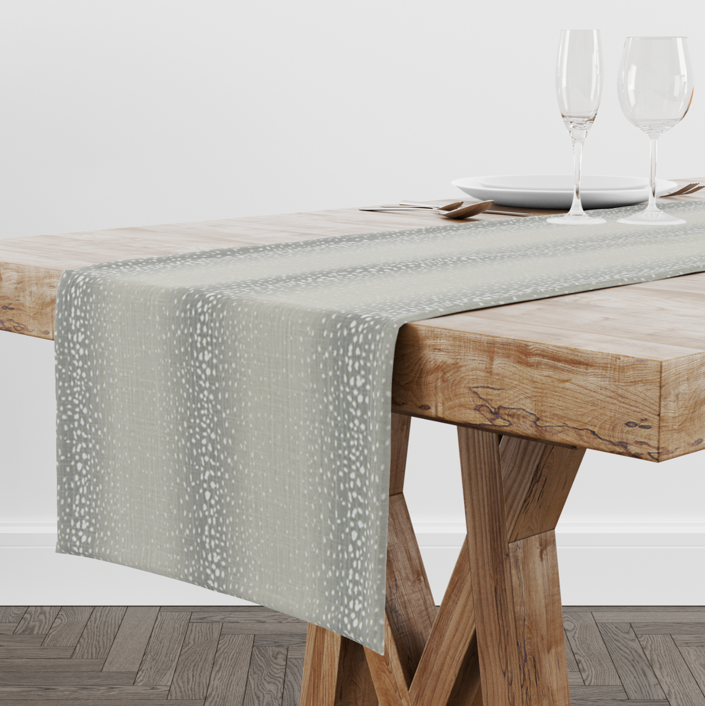 French Grey Animal Print Table Runner