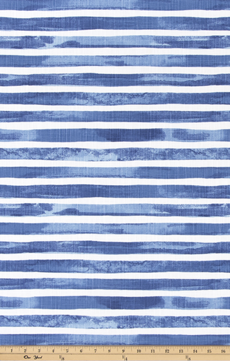 Cobalt Blue Watercolor Stripe Bubble Table Runner