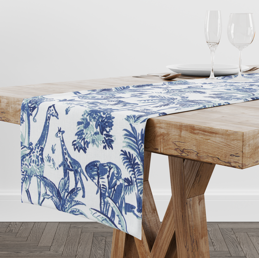 Cobalt Blue Jungle Themed Table Runner