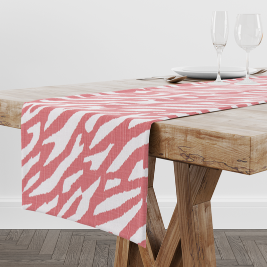 Pink and White Zebra Inspired Print Table Runner