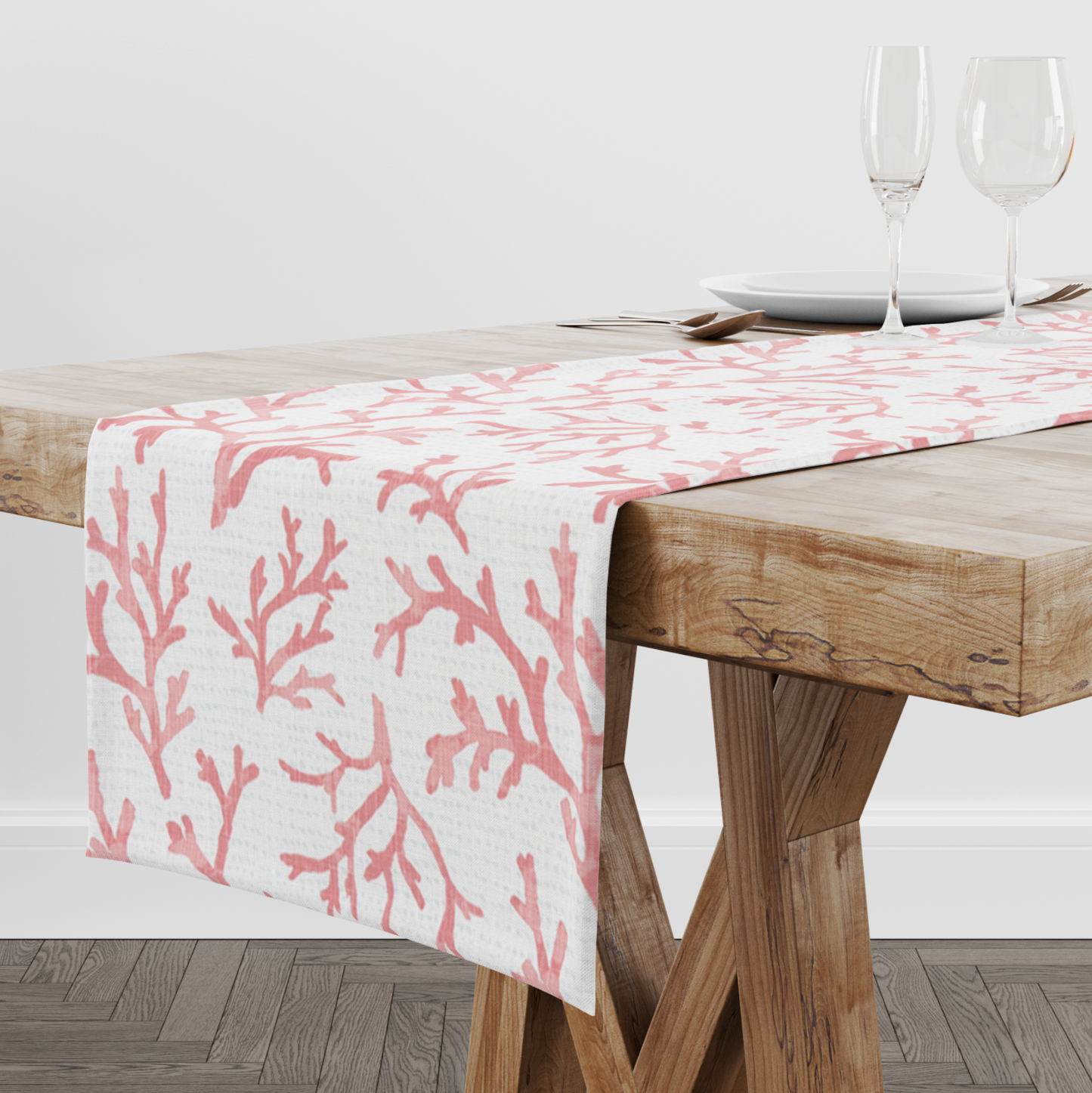 Pink and White Coral Table Runner