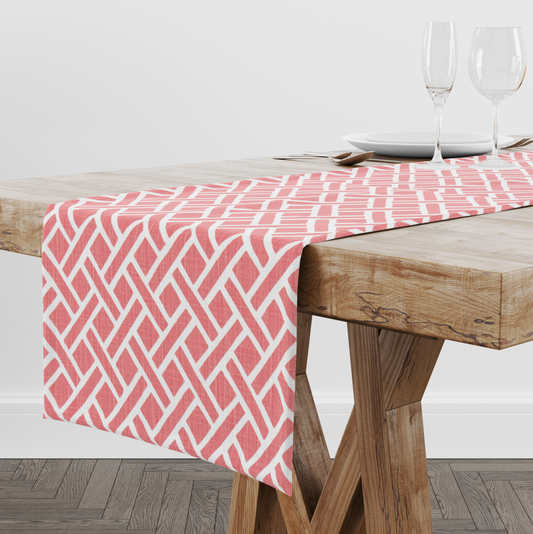 Pink and White Trellis Table Runner