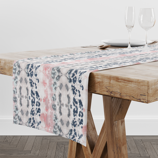 Pink and White Animal Print Table Runner