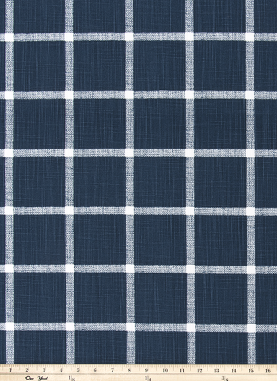 White Plaid on Italian Denim Table Runner