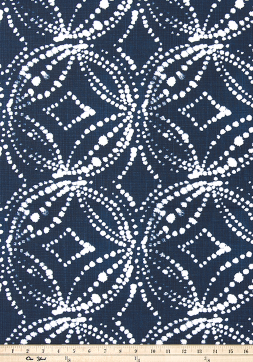 Italian Denim and White Abstract Circles Table Runner