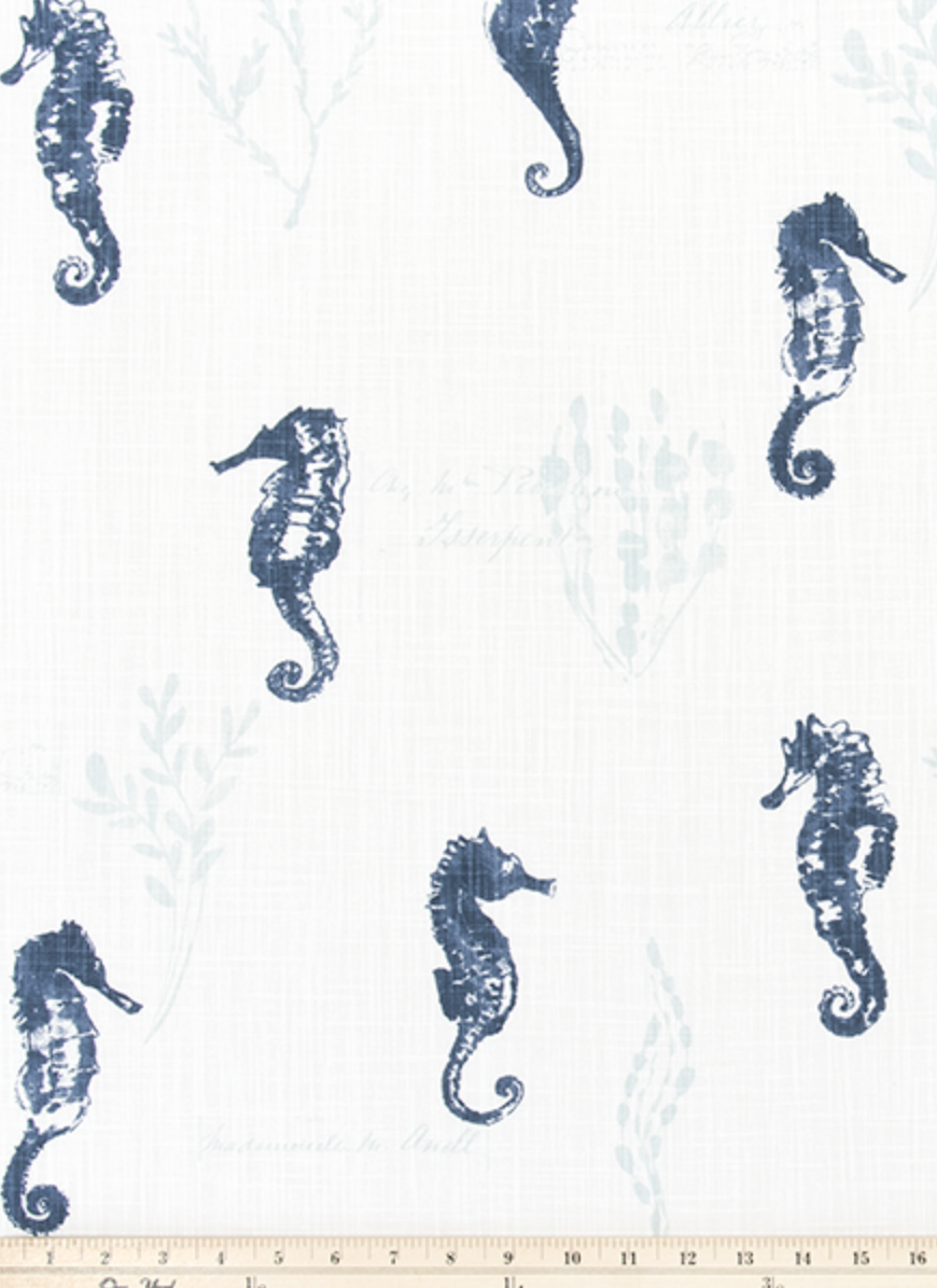 Italian Denim Seahorse Table Runner