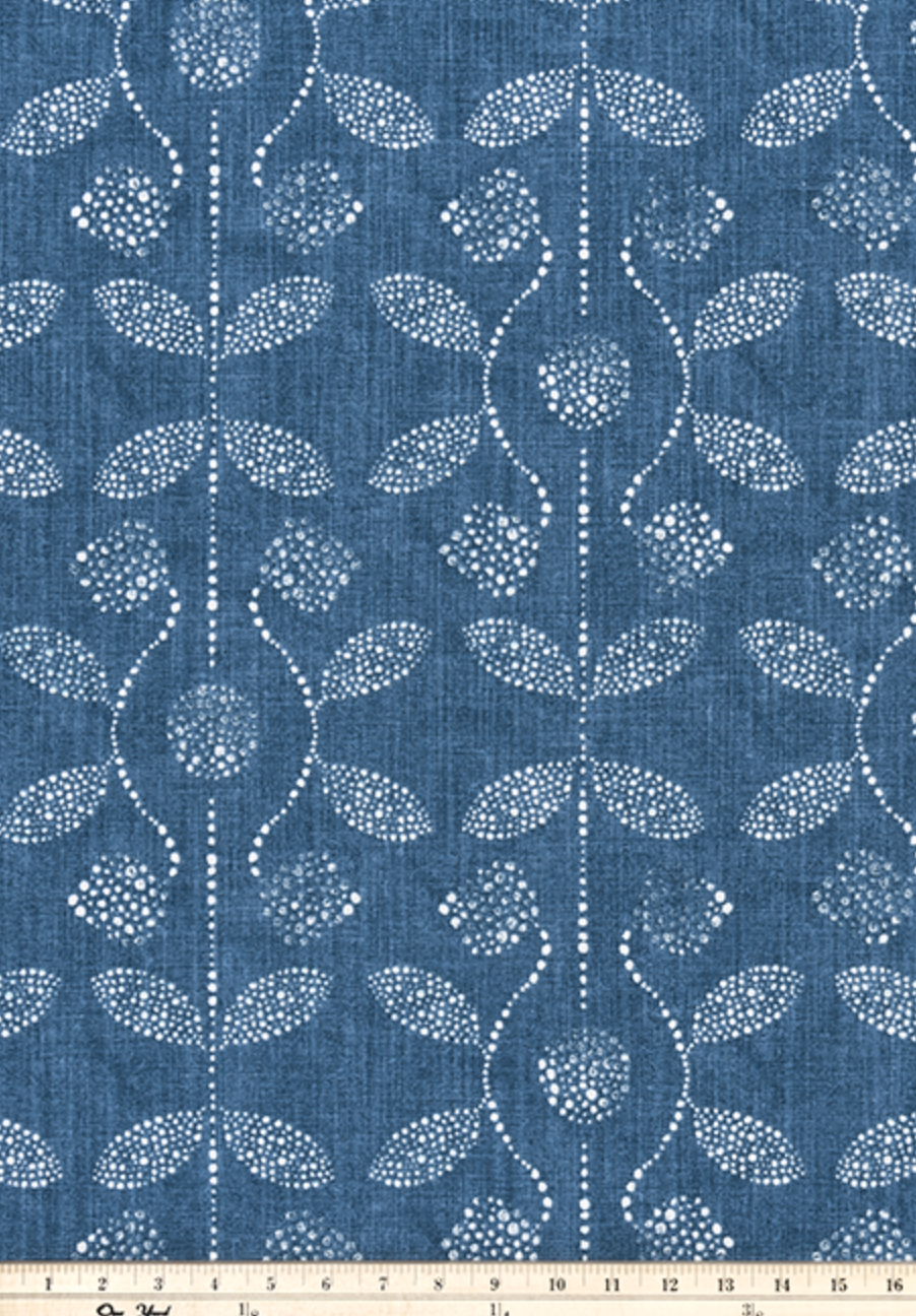 Italian Denim Abstract Leaf Table Runner