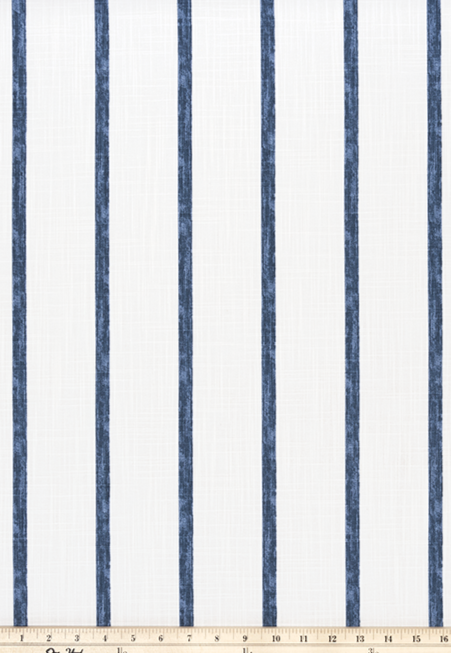 Italian Denim Stripe on White Table Runner