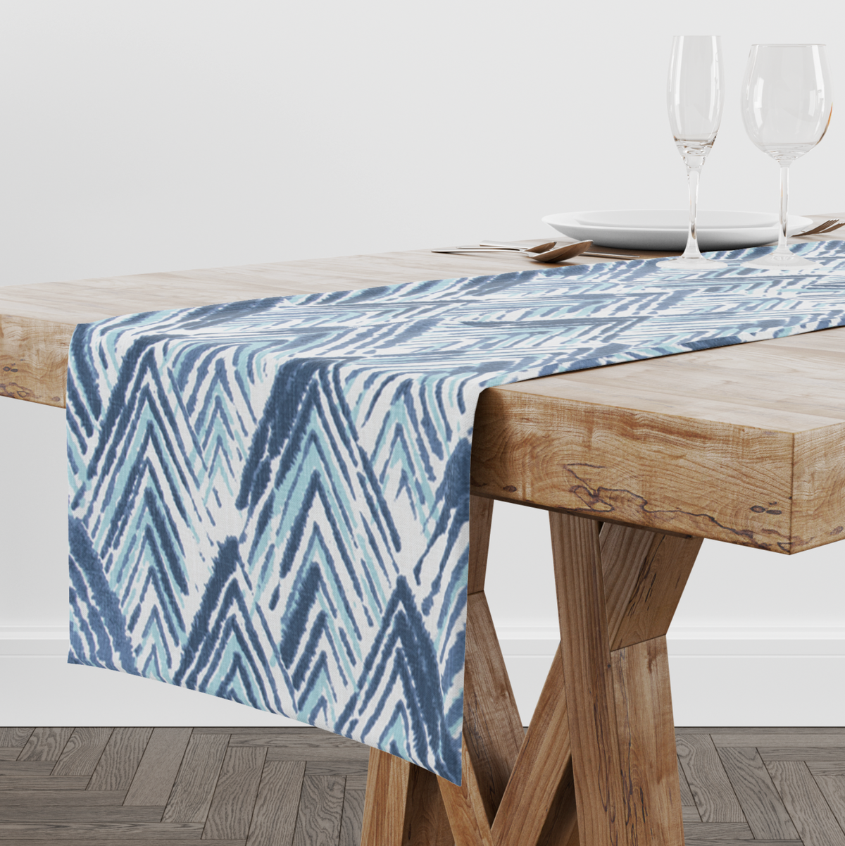Triangle Table Runner Design Italian Denim Abstract Triangle Table Runner for Dining Table, Kitchen ...