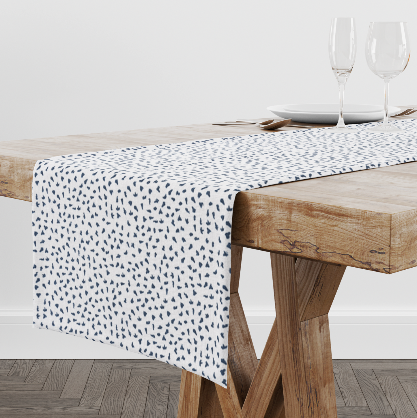 Italian Denim and Abstract Specks Table Runner