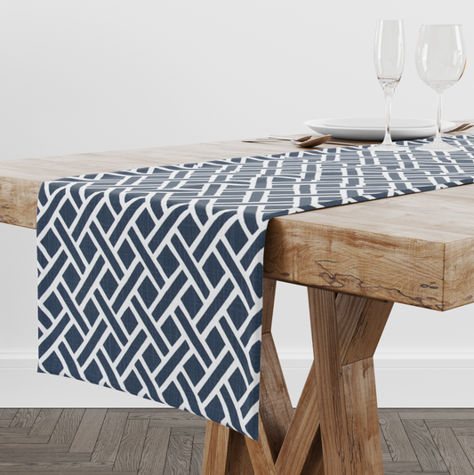 Italian Denim Trellis Table Runner