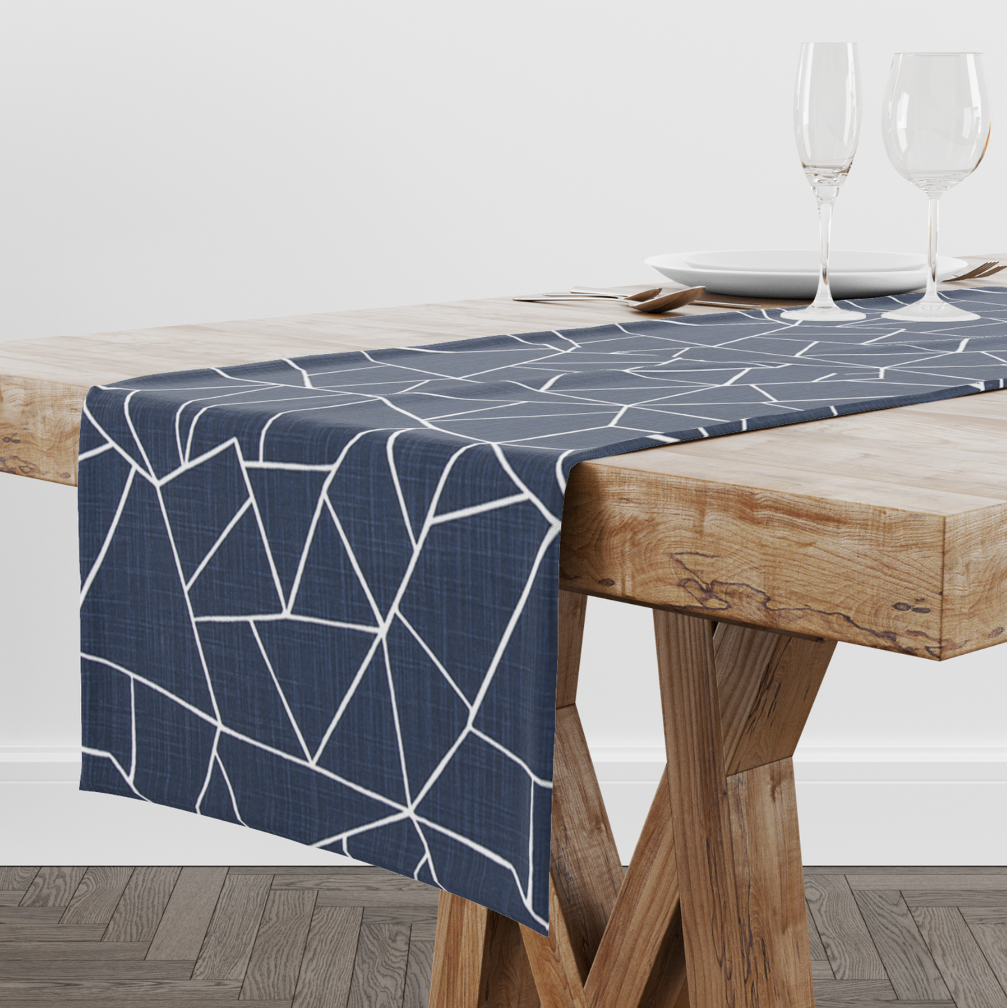 Italian Denim Broken Glass Table Runner