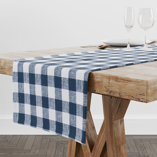 Italian Denim Small Buffalo Check Table Runner