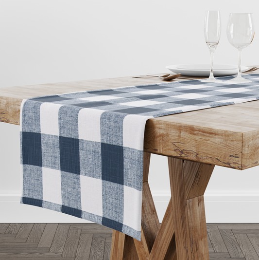 Italian Denim Buffalo Check Table Runner