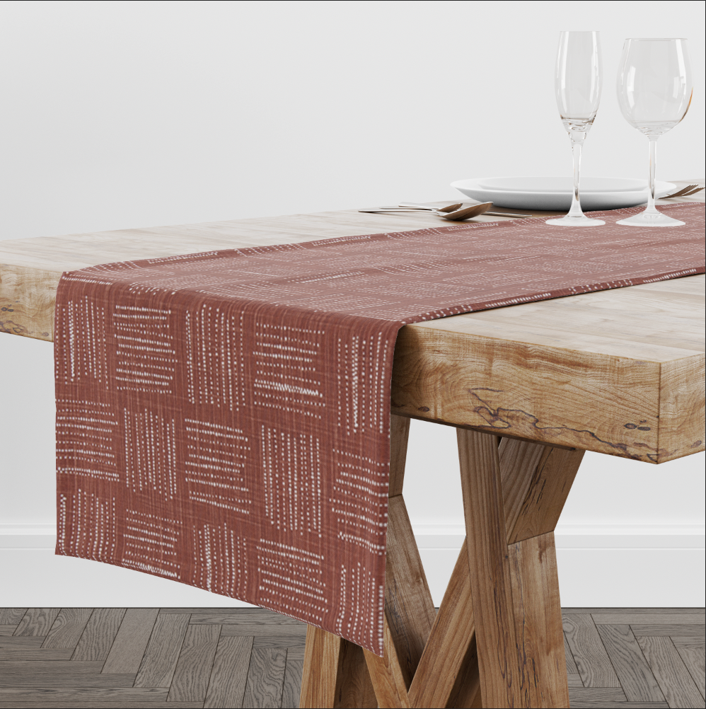 Burnt Red Crosshatch Table Runner