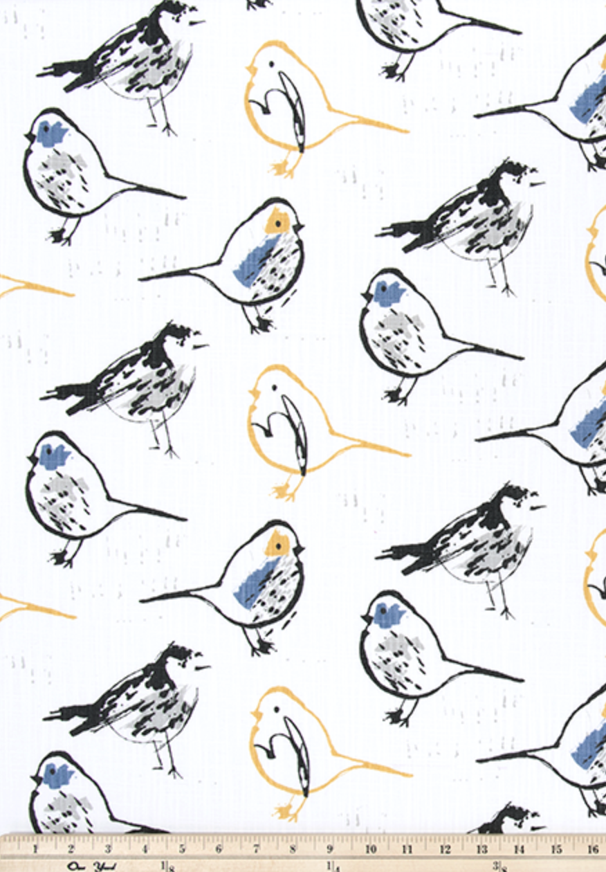 Yellow and Blue Contemporary Birds Table Runner