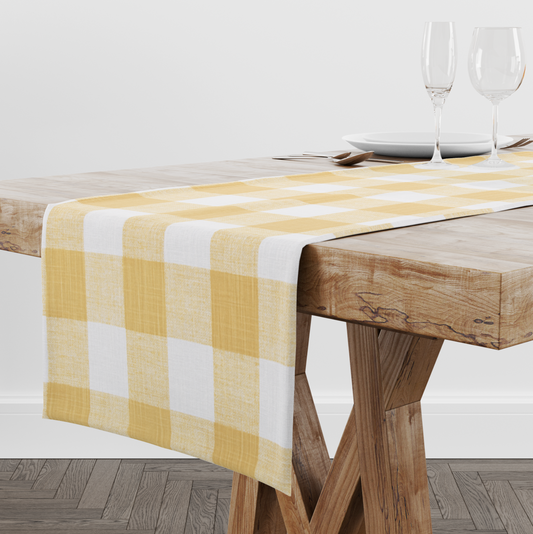 Yellow Buffalo Check Table Runner