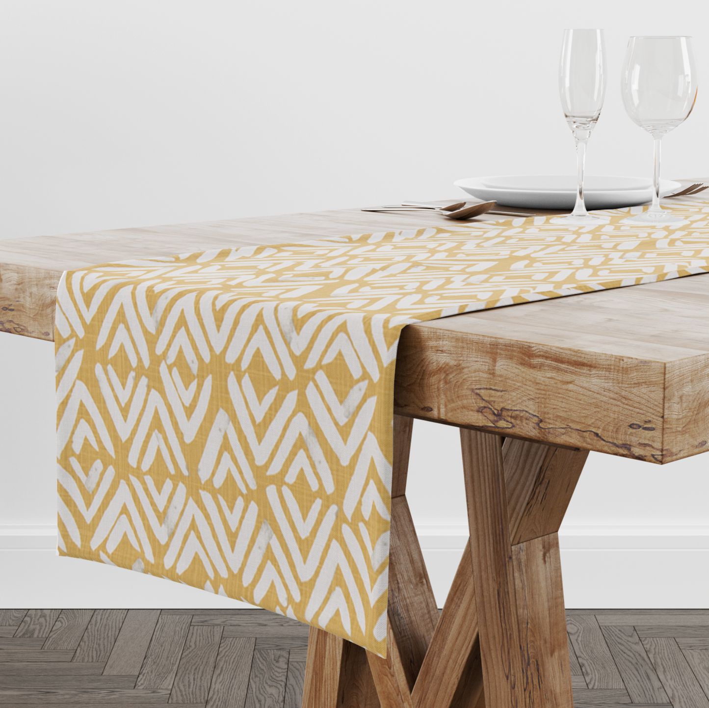 Yellow Abstract Diamond Table Runner