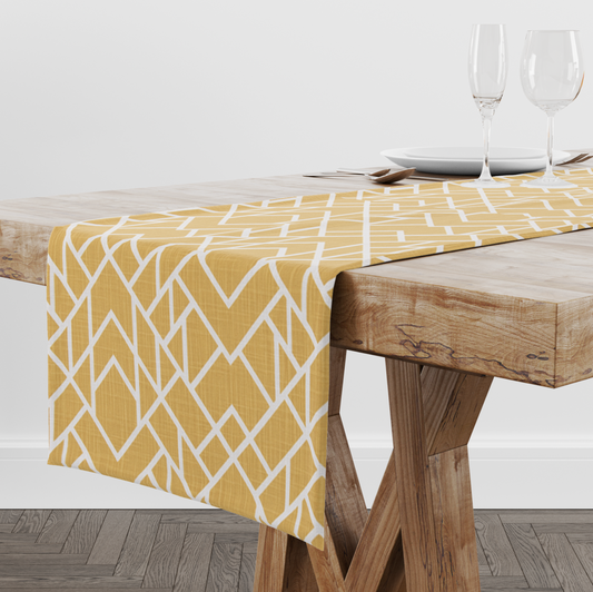 Yellow Geometric Diamond Table Runner