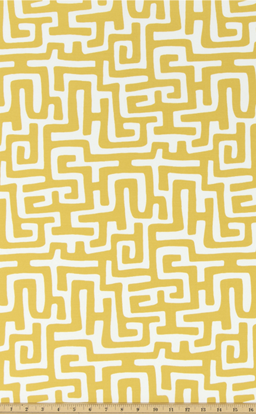 Yellow Abstract Maze Outdoor Pillow Cover