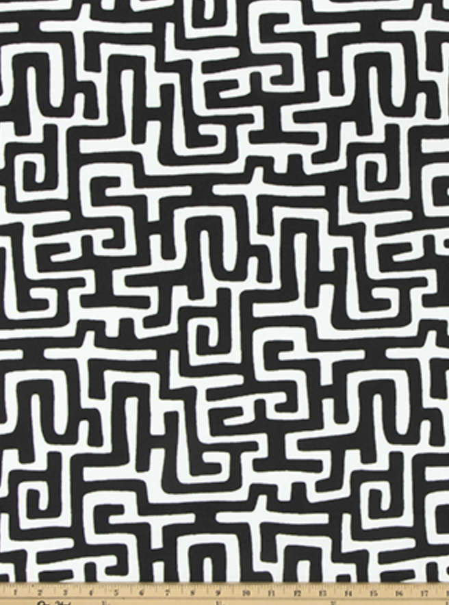 Black and White Abstract Maze Outdoor Pillow Cover