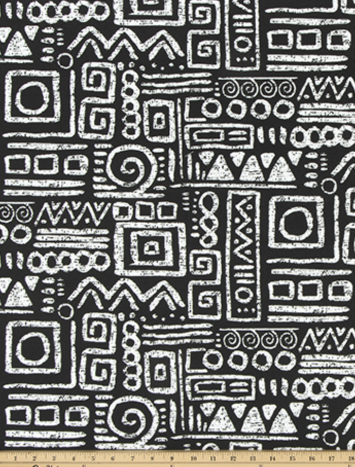 Black and White Hieroglyphic Outdoor Pillow Cover