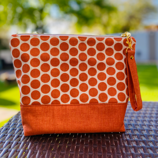 Modern Orange Dot Zipper Pouch "Tawny"