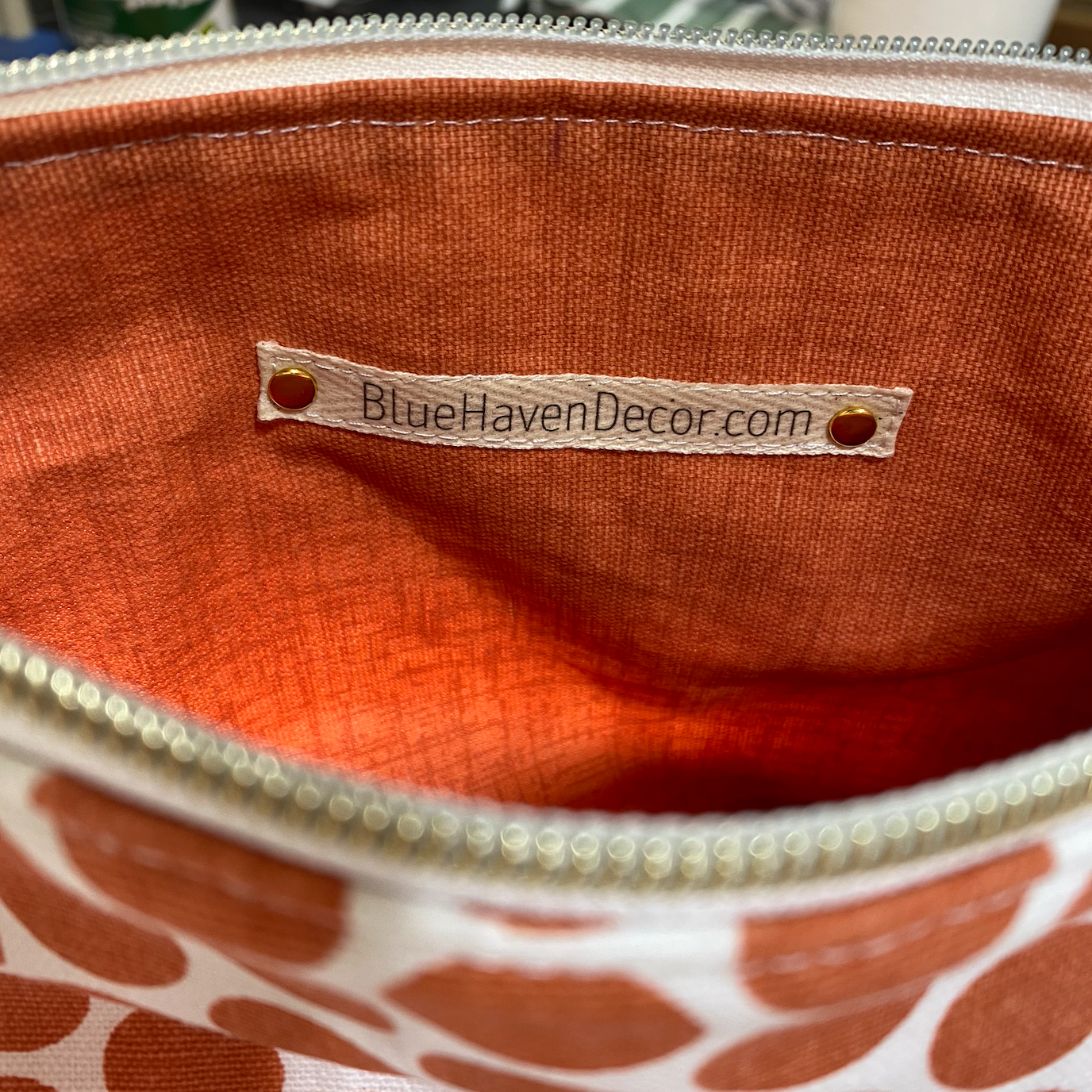 Modern Orange Dot Zipper Pouch "Tawny"