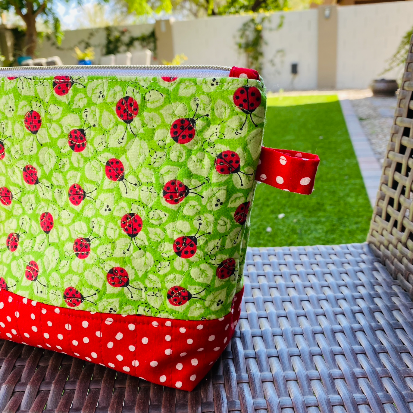 "Dottie" Our Ladybug Zipper Pouch for Makeup and Organizing