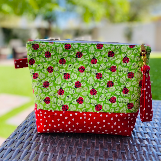 "Dottie" Our Ladybug Zipper Pouch for Makeup and Organizing