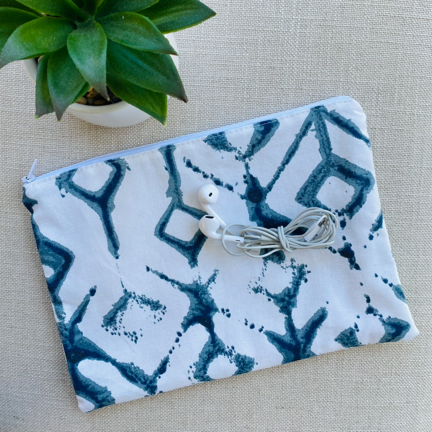 "Reva" Flat Boho Zipper Pouch