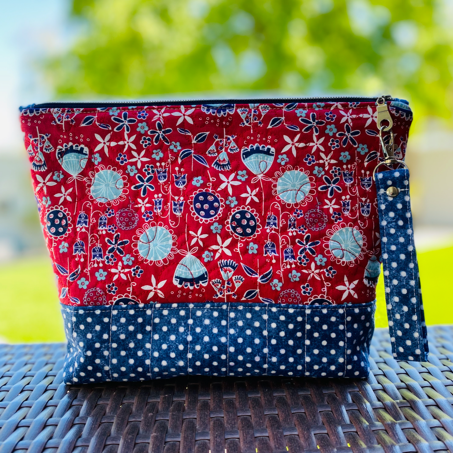 Red Floral Makeup Pouch "Ali"