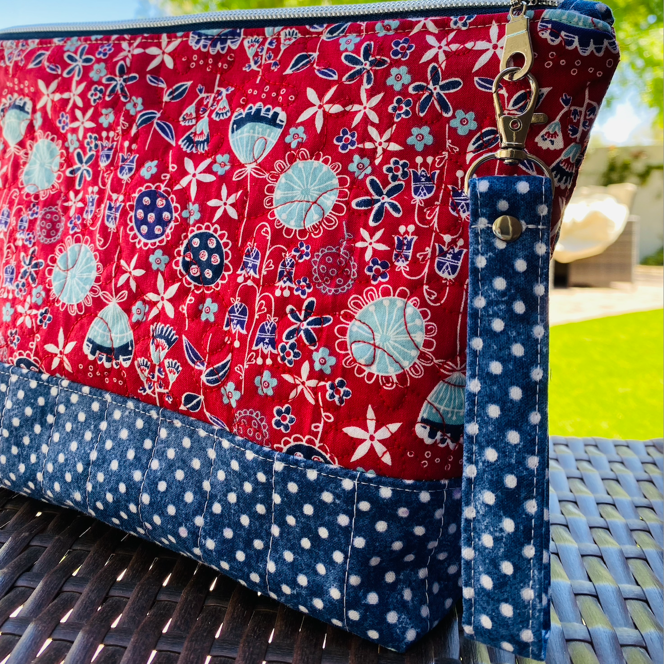 Red Floral Makeup Pouch "Ali"