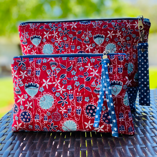 Red Floral Makeup Pouch "Ali"