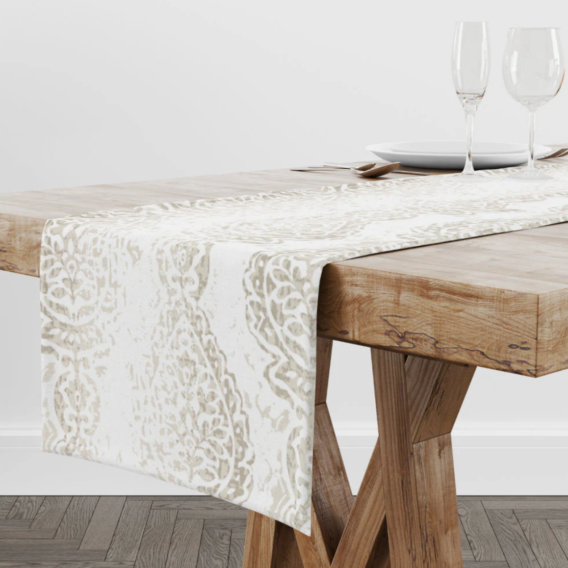 Ecru Casual Chic Boho Table Runner