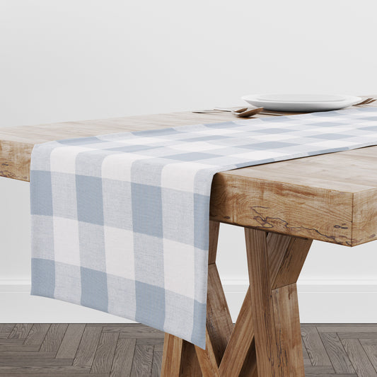 Light Blue Buffalo Plaid Table Runner