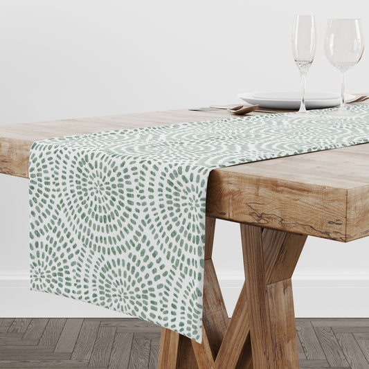 Green Watercolor Dot Table Runner