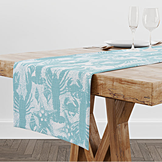 Aqua Lobster Table Runner for Dining Room