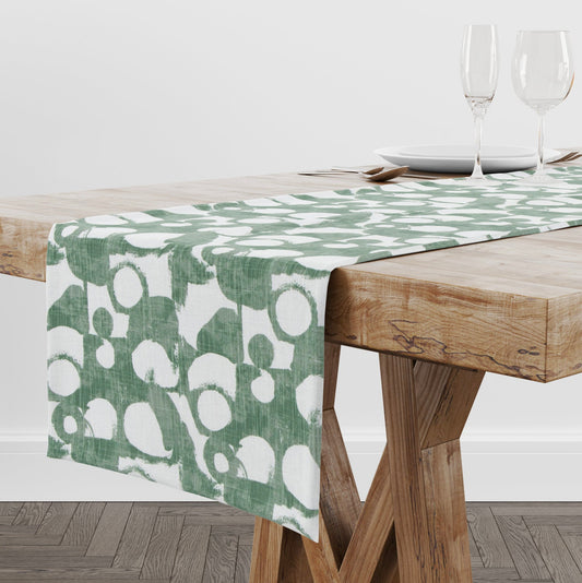 Green Watercolor Bubble Table Runner