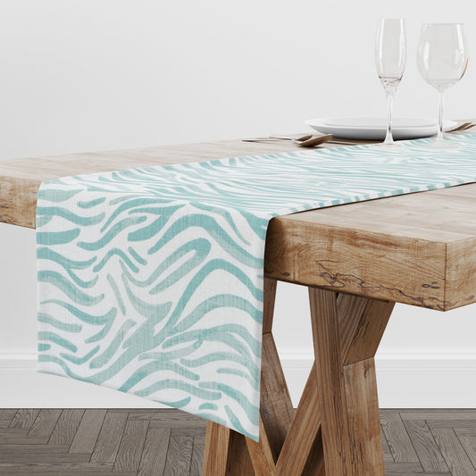 Aqua Contemporary Watercolor Table Runner