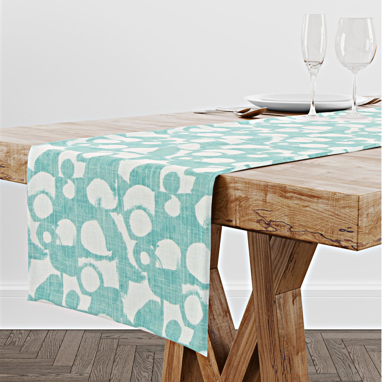 Aqua Abstract Bubble Table Runner